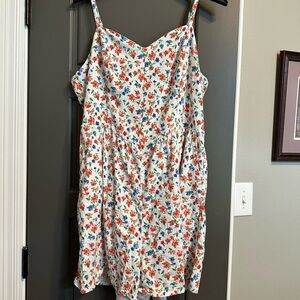 Old Navy White Floral Sundress with Red and Blue Flowers